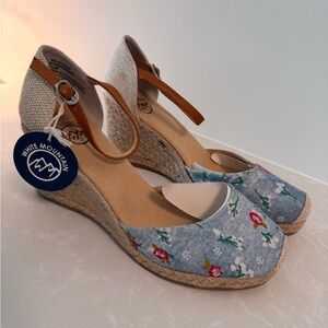 White Mountain Mamba Espadrille Wedge Women’s Sandal 9.5W Floral / Denim Print